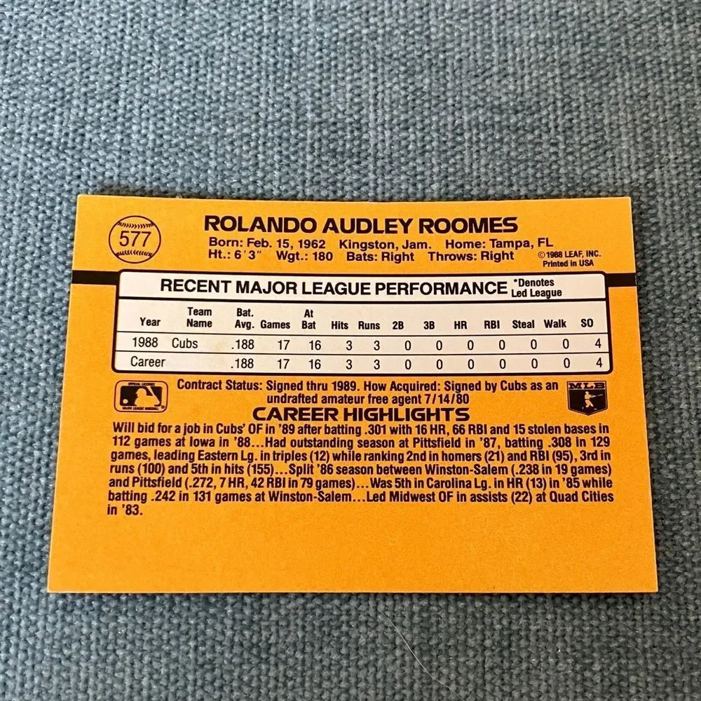 1989 Donruss Chicago Cubs Baseball Card Trading Card